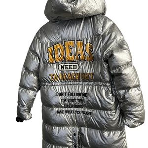 Lala Bobo Says silver Metallic puffer jacket lg